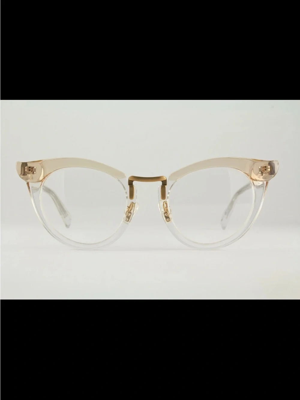 Warby Parker Zelda Leith 47mm Crystal Peach & Gold Rimless-Style Glasses RARE